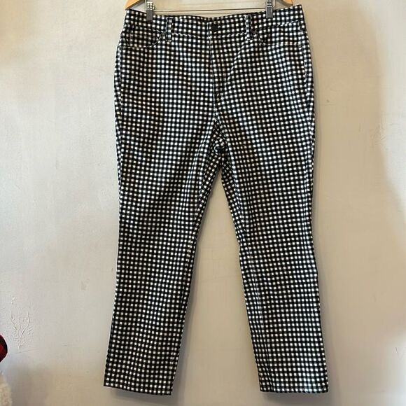 Talbots black white checkered corduroy straight leg pants Size 16P EUC - Picture 1 of 11